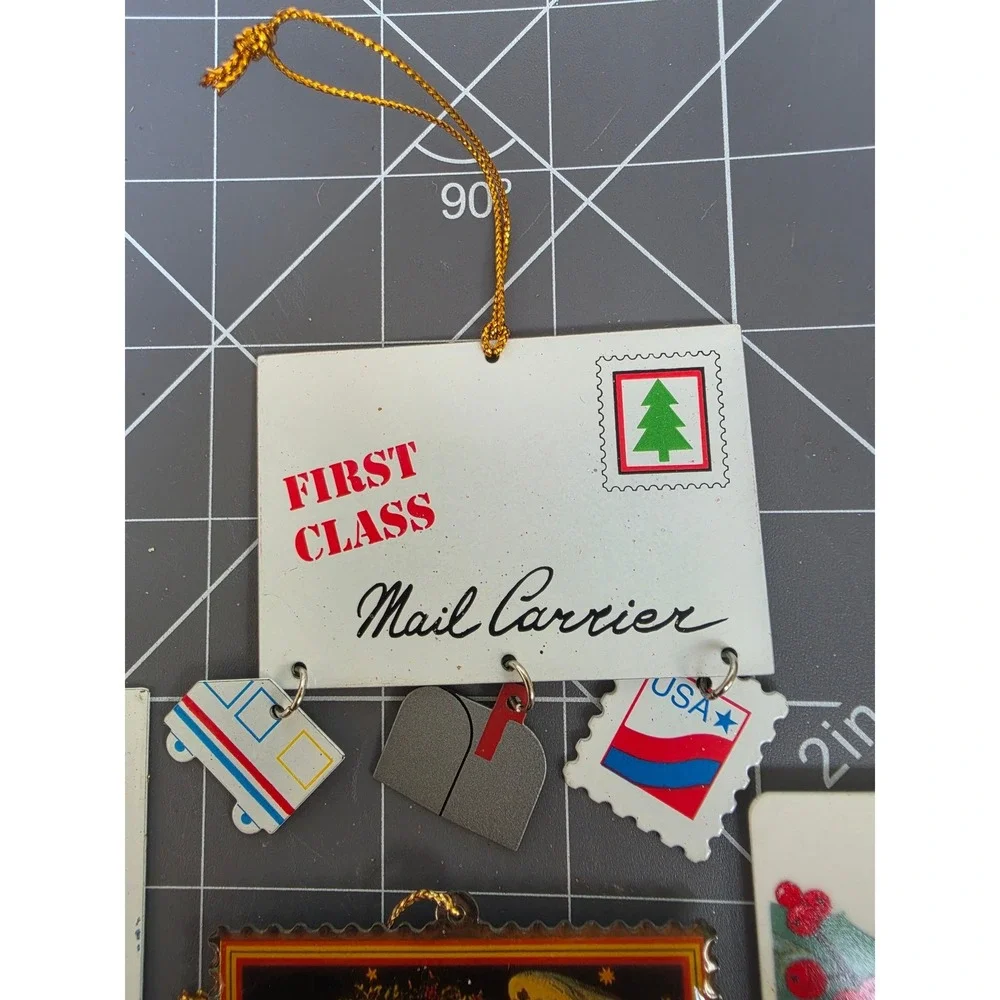 Vintage USPS Postal Christmas Ornaments Lot Mail Carrier Angel Holly 1996 1997